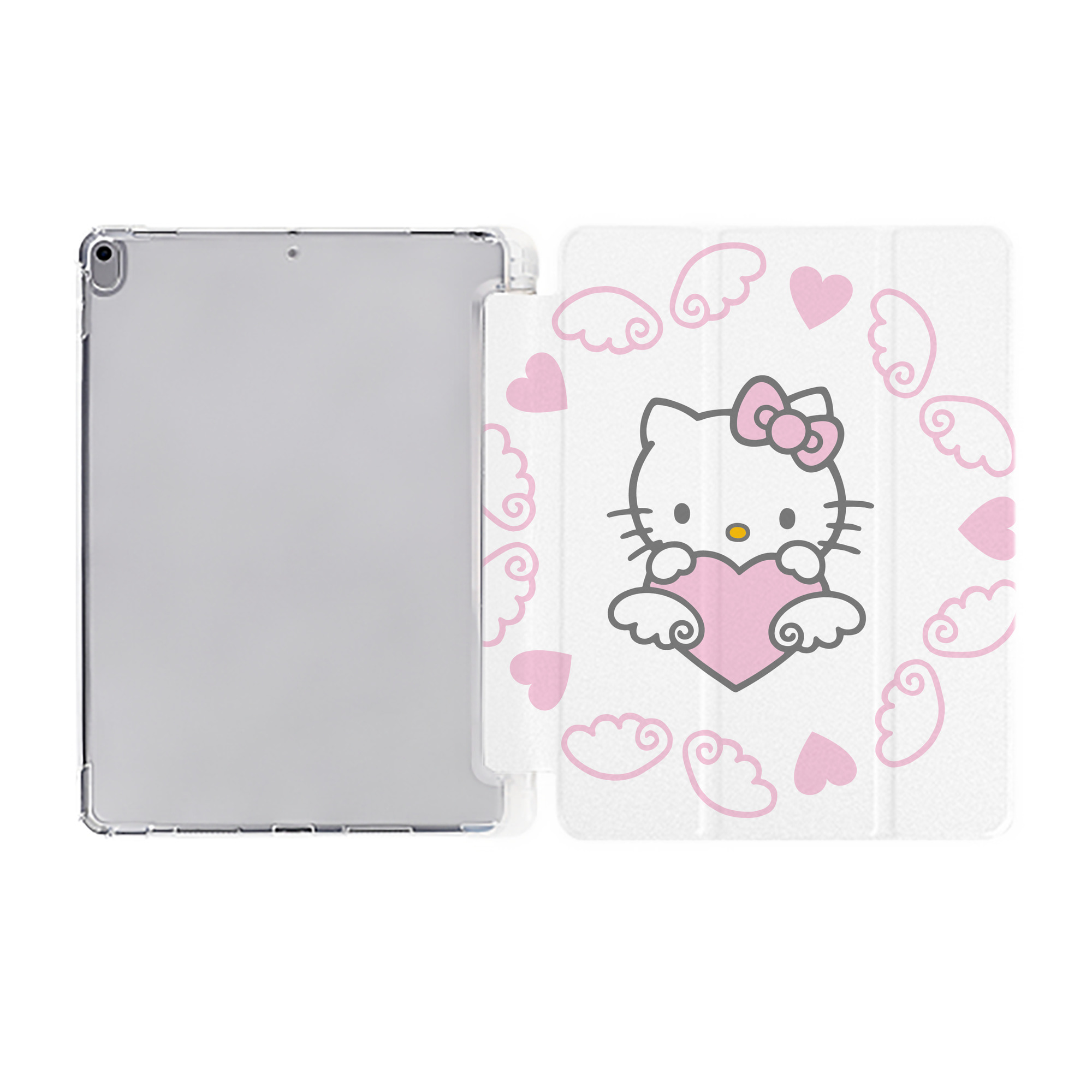 （画像用） Hello Kitty ハローキティ IPad ケース ペン収納付き 三つ折りスタンド PUレザー×シリコン 対応機種9.5/10.5/10.9インチ